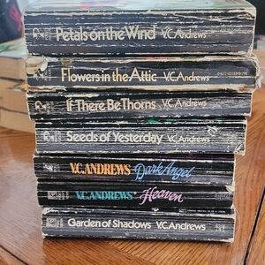 V.C. Andrews Paperback Book Set - Black Spines with Colored Titles